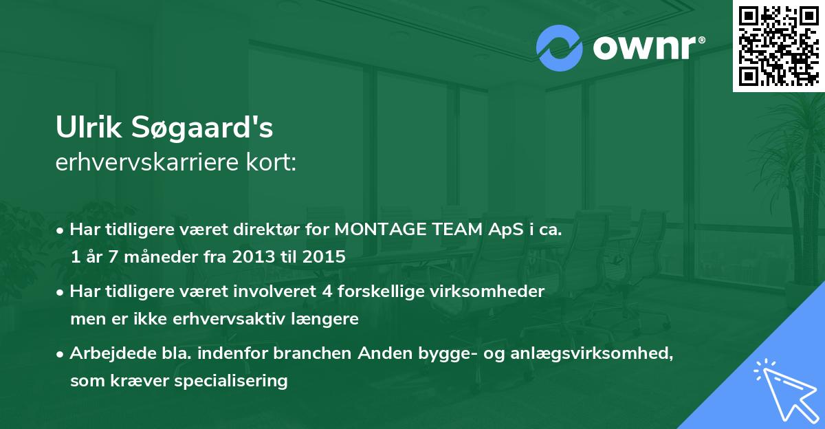 Ulrik Søgaard's erhvervskarriere kort
