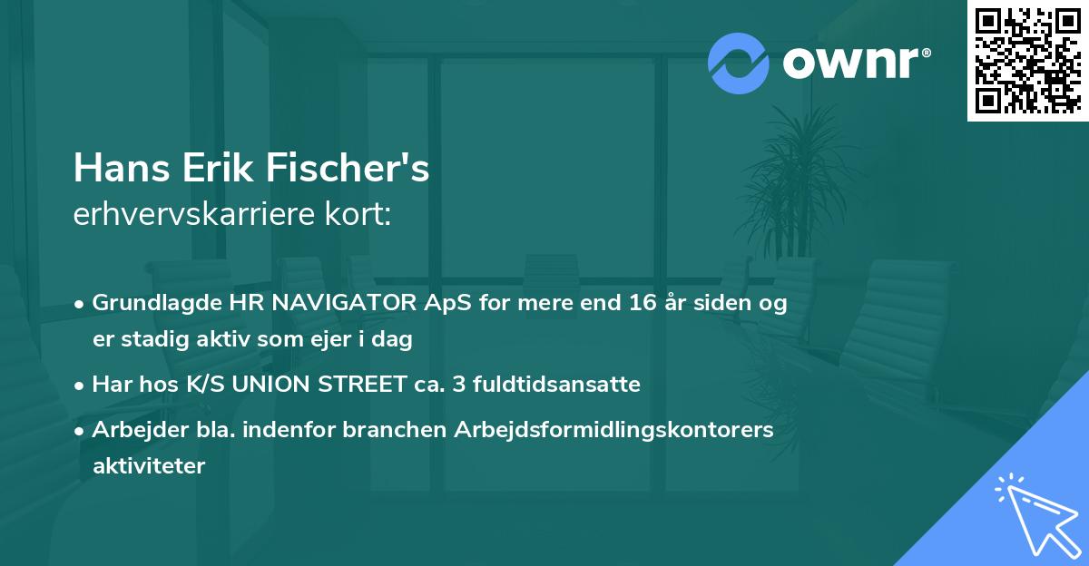 Hans Erik Fischer's erhvervskarriere kort