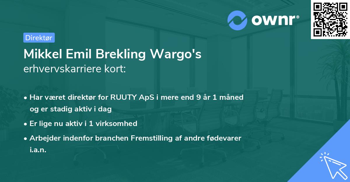 Mikkel Emil Brekling Wargo's erhvervskarriere kort