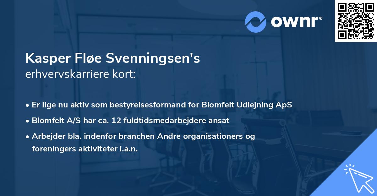 Kasper Fløe Svenningsen's erhvervskarriere kort