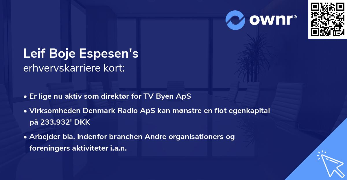 Leif Boje Espesen's erhvervskarriere kort