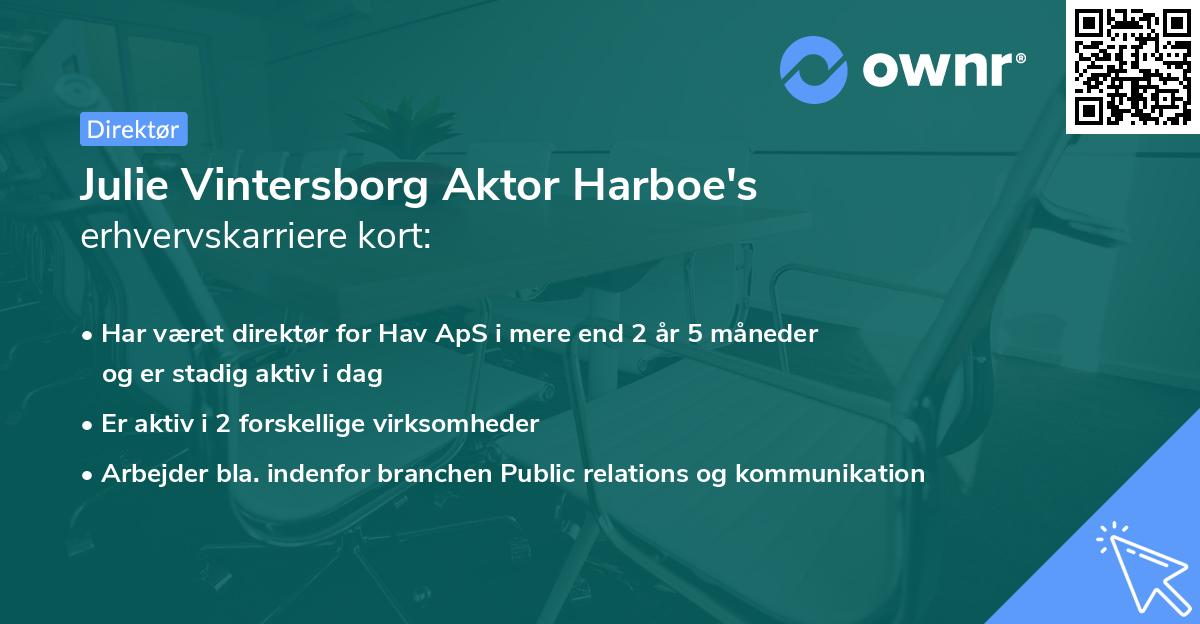 Julie Vintersborg Aktor Harboe's erhvervskarriere kort