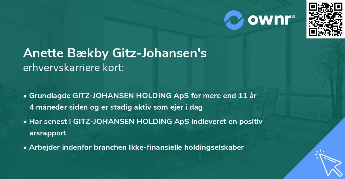 Anette Bækby Gitz-Johansen's erhvervskarriere kort