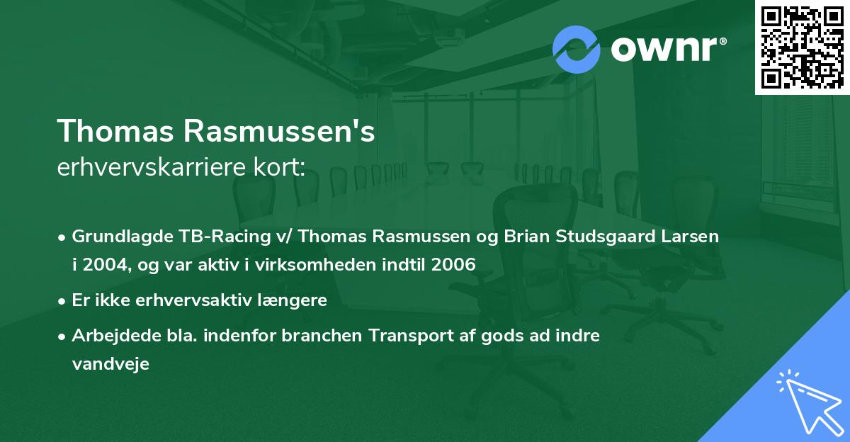 Thomas Rasmussen's erhvervskarriere kort