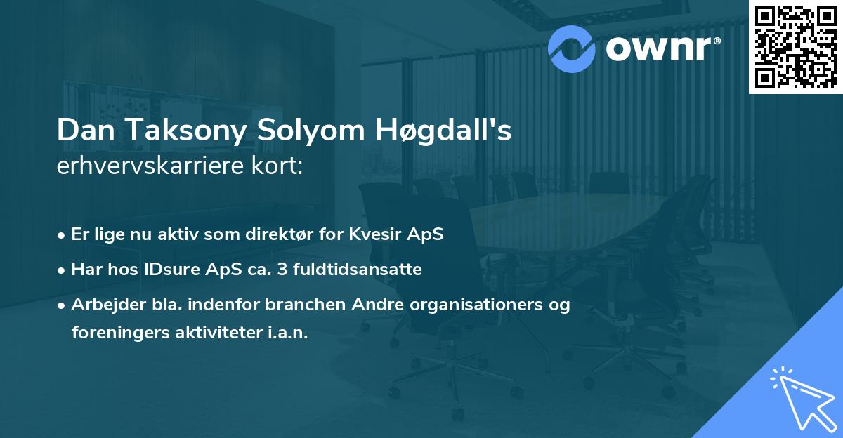 Dan Taksony Solyom Høgdall's erhvervskarriere kort