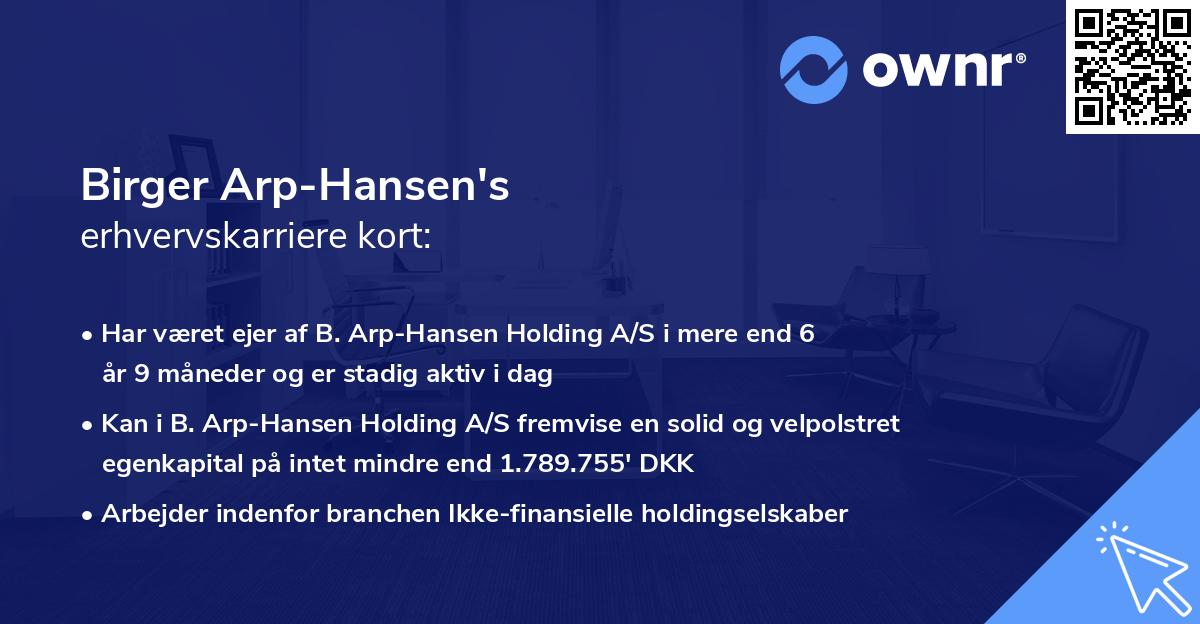 Birger Arp-Hansen's erhvervskarriere kort
