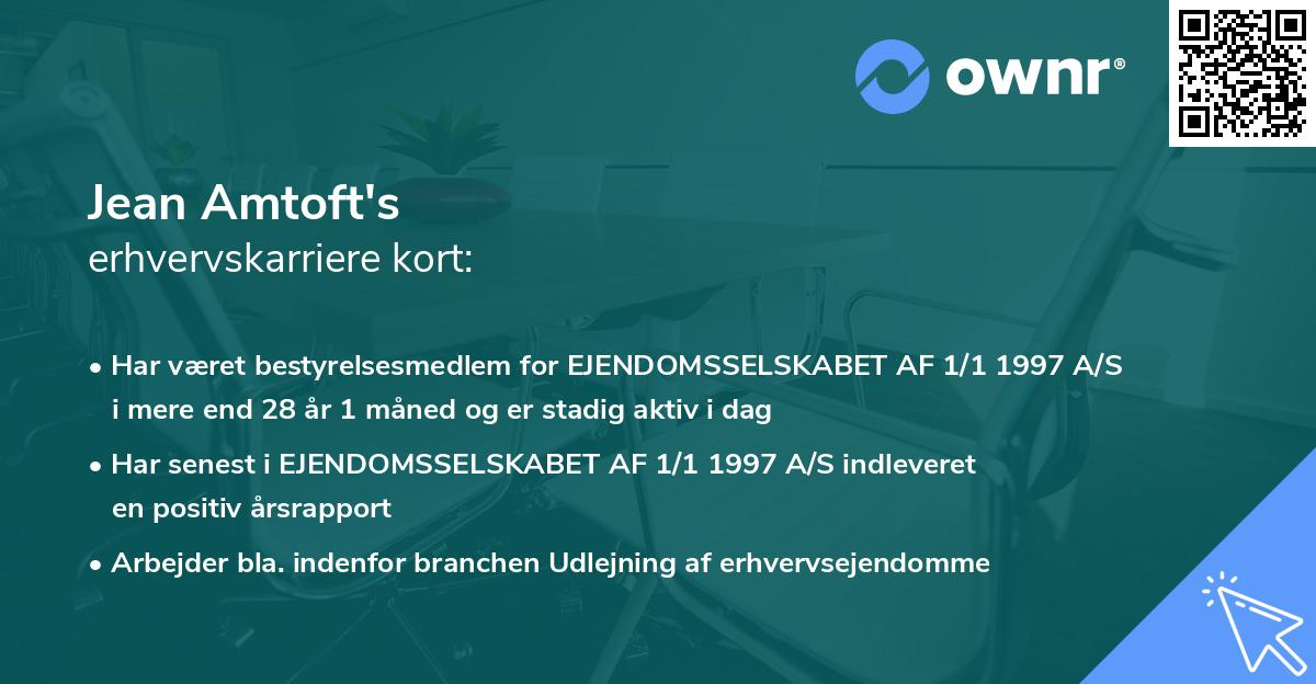 Jean Amtoft's erhvervskarriere kort