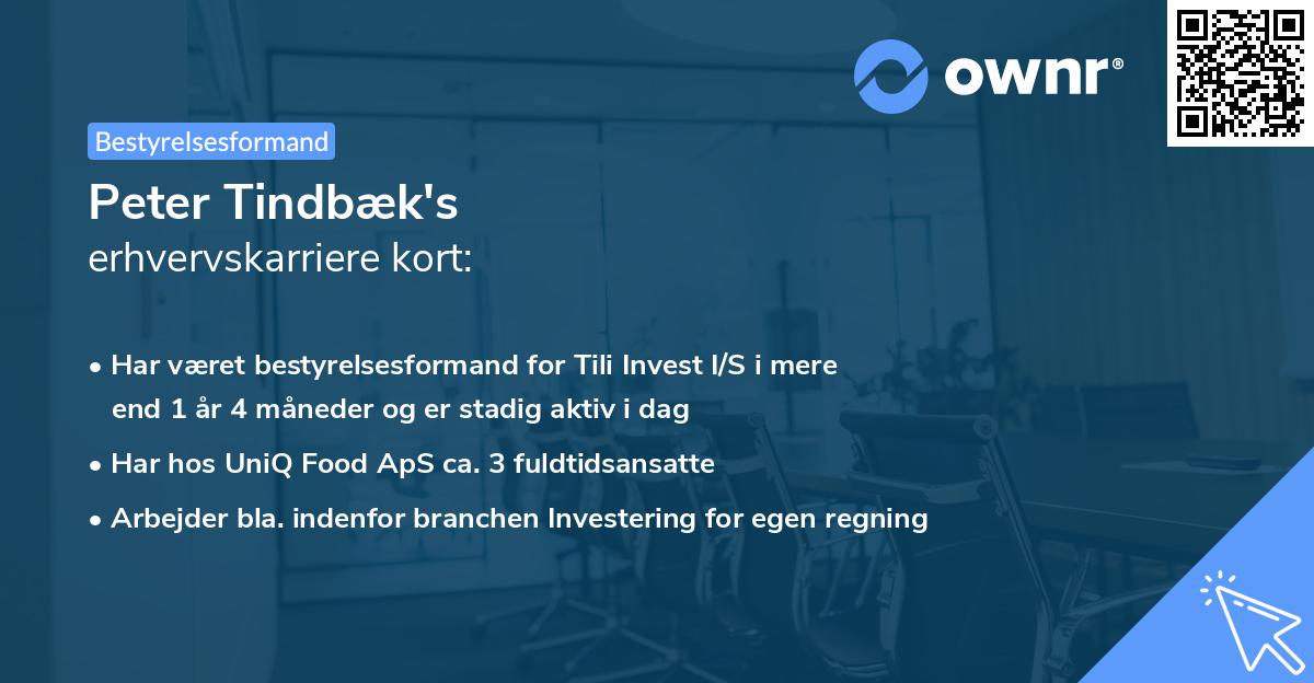 Peter Tindbæk's erhvervskarriere kort