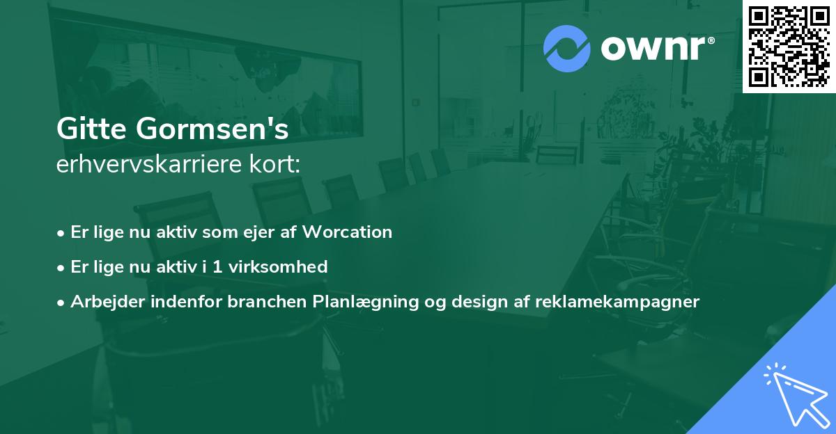 Gitte Gormsen's erhvervskarriere kort