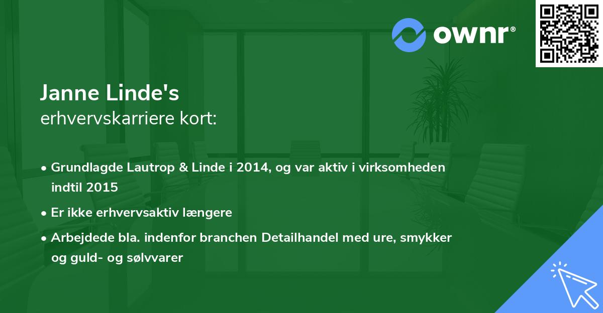 Janne Linde's erhvervskarriere kort