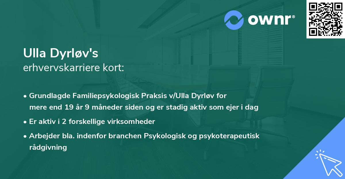 Ulla Dyrløv's erhvervskarriere kort