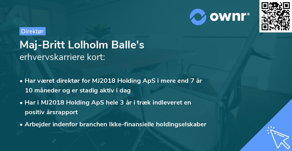 Maj-Britt Lolholm Balle's erhvervskarriere kort
