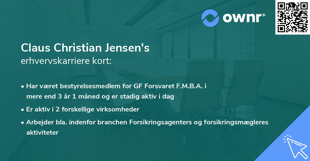 Claus Christian Jensen's erhvervskarriere kort