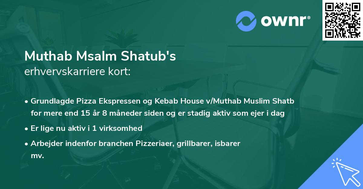 Muthab Msalm Shatub's erhvervskarriere kort