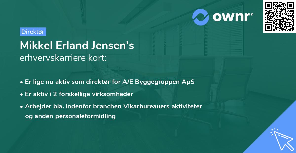 Mikkel Erland Jensen's erhvervskarriere kort