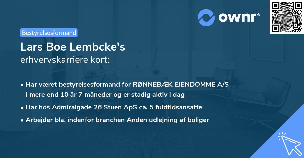 Lars Boe Lembcke's erhvervskarriere kort