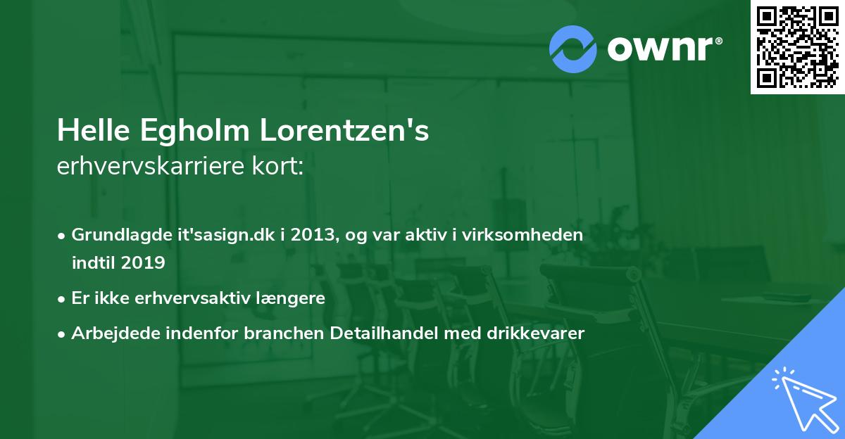 Helle Egholm Lorentzen's erhvervskarriere kort