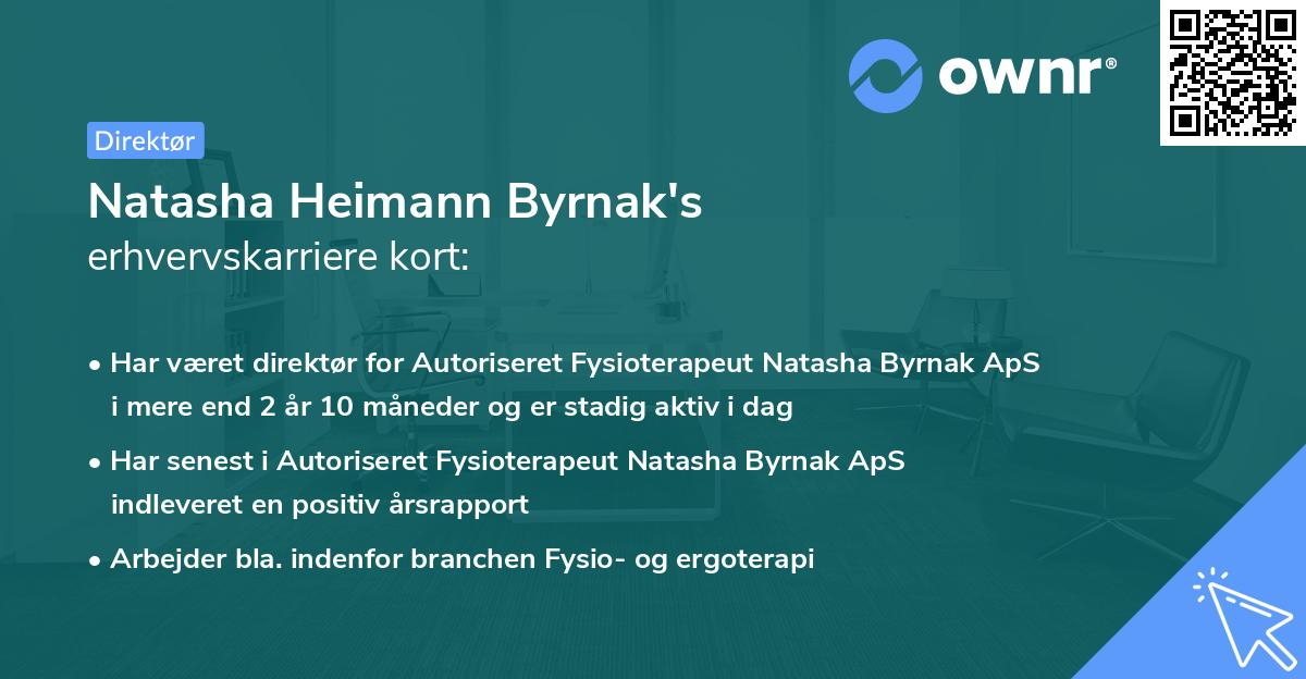Natasha Heimann Byrnak's erhvervskarriere kort