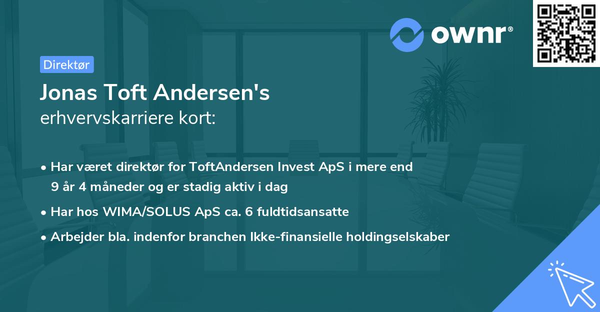 Jonas Toft Andersen's erhvervskarriere kort
