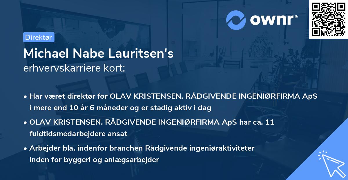 Michael Nabe Lauritsen's erhvervskarriere kort