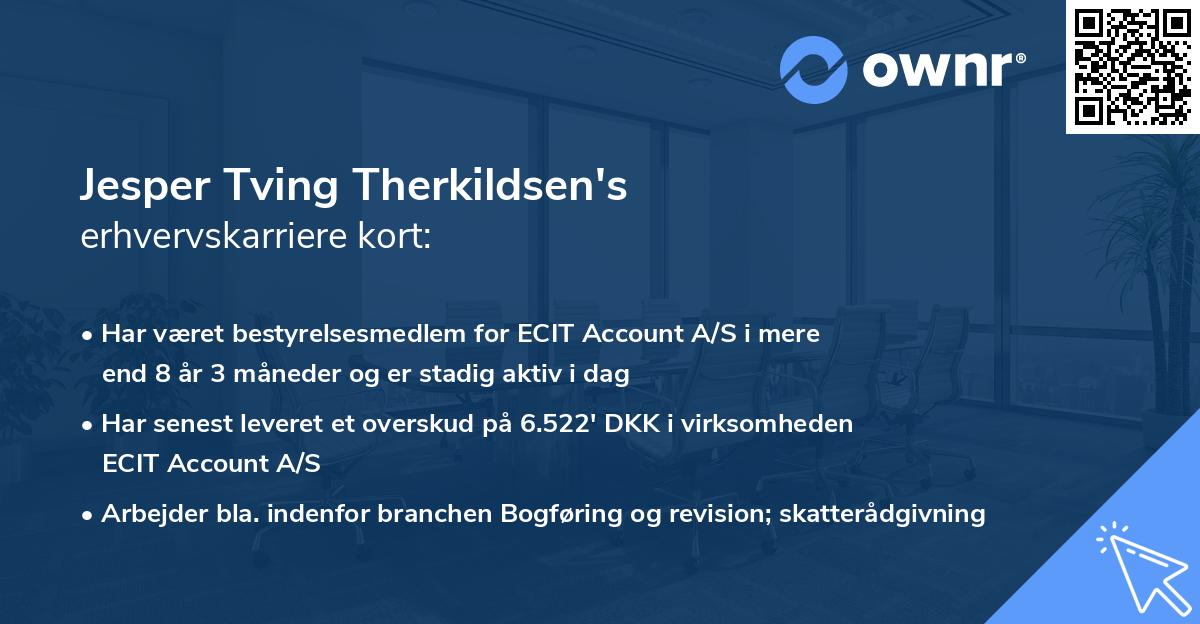 Jesper Tving Therkildsen's erhvervskarriere kort