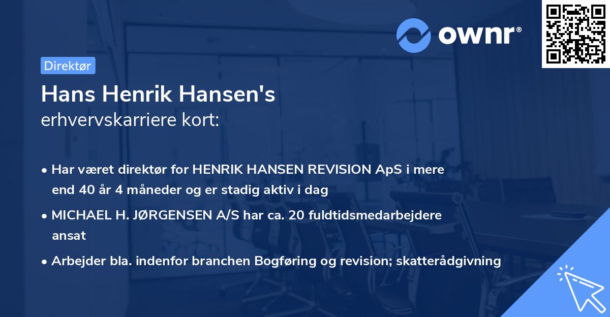 Hans Henrik Hansen's erhvervskarriere kort
