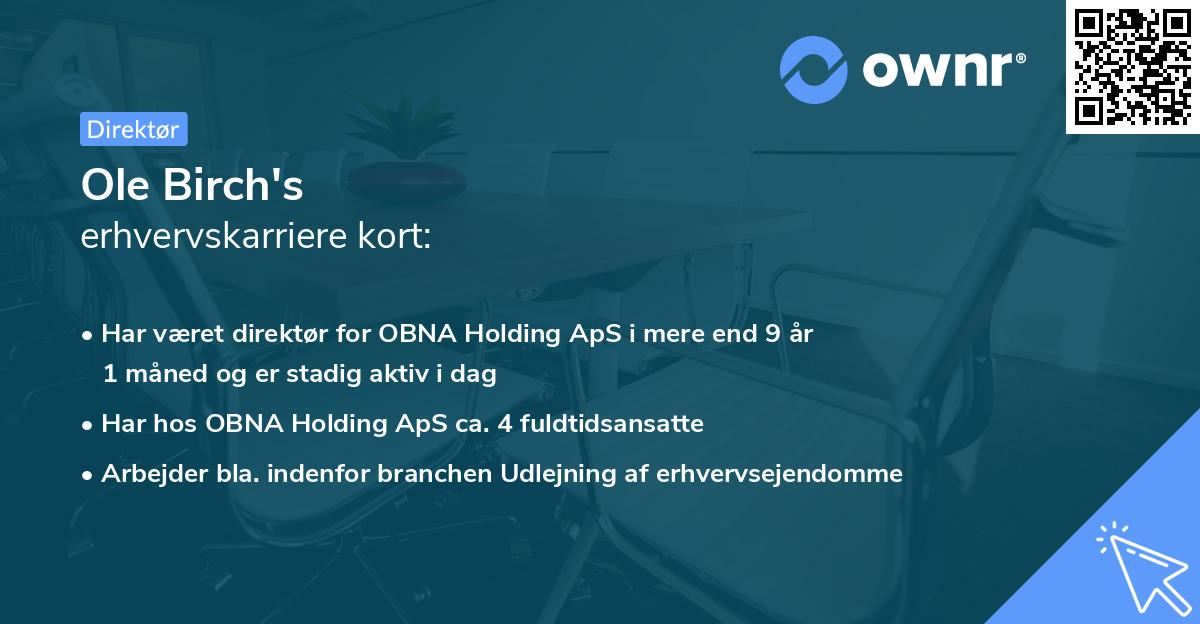 Ole Birch's erhvervskarriere kort