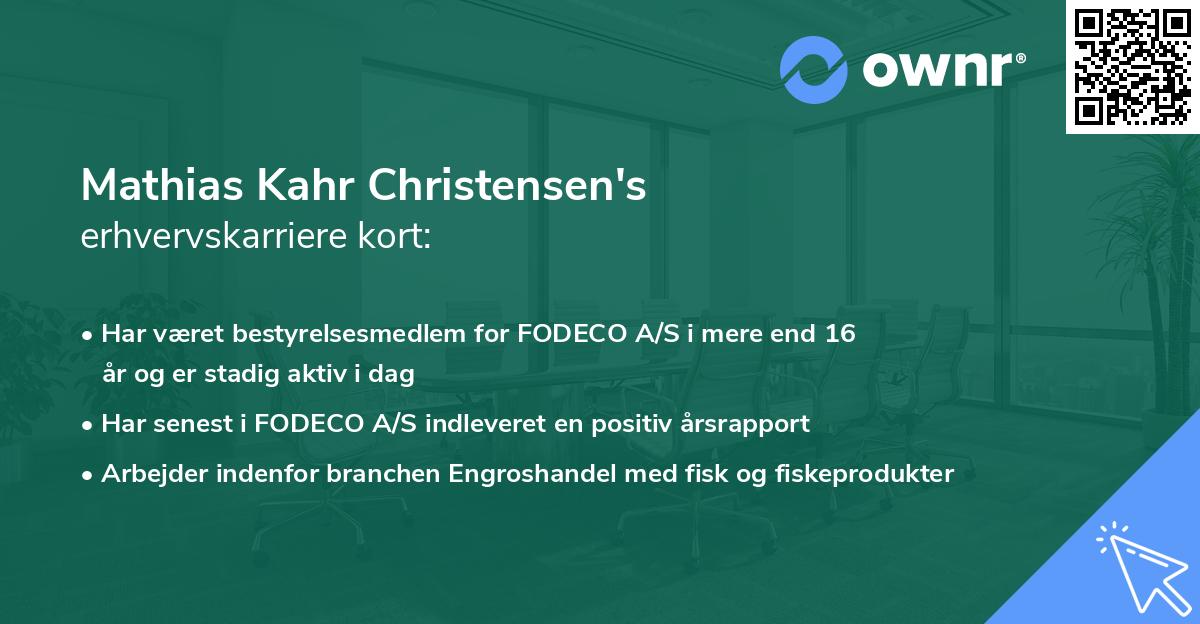 Mathias Kahr Christensen's erhvervskarriere kort
