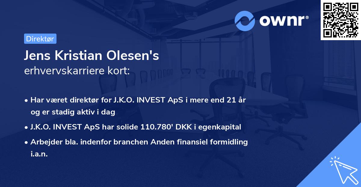 Jens Kristian Olesen's erhvervskarriere kort