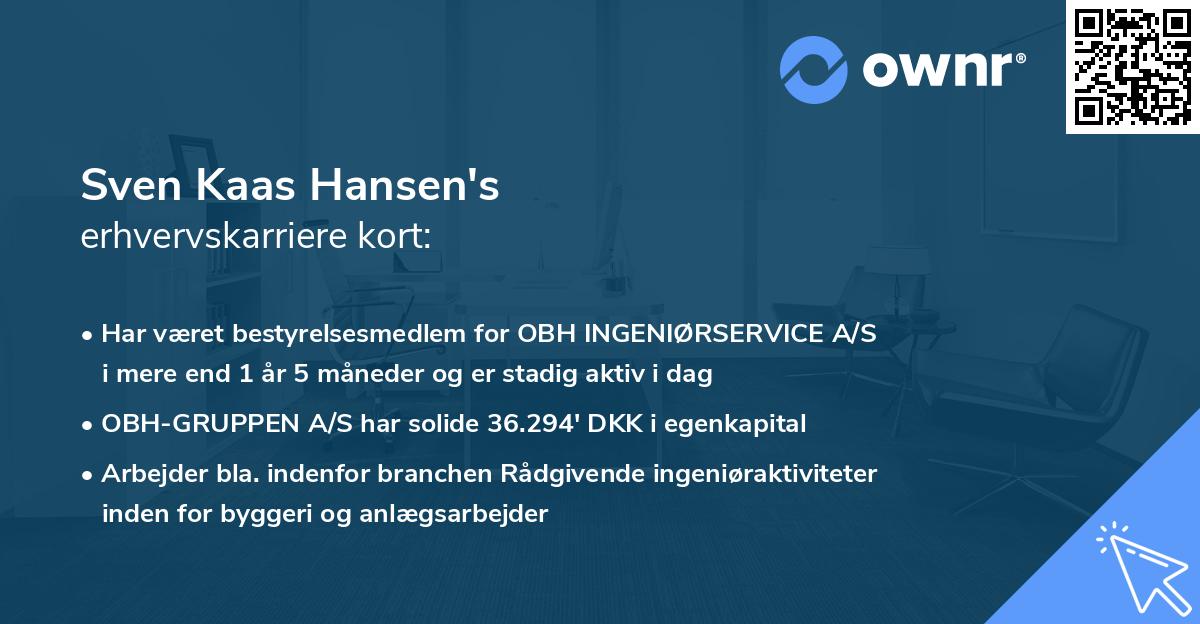 Sven Kaas Hansen's erhvervskarriere kort
