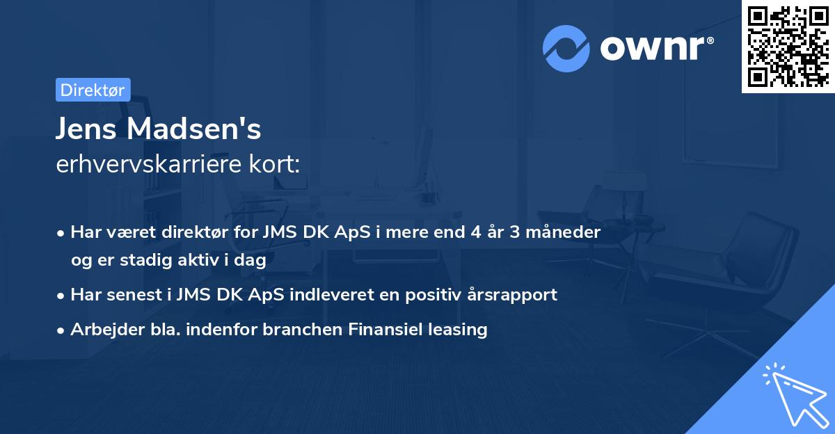 Jens Madsen's erhvervskarriere kort