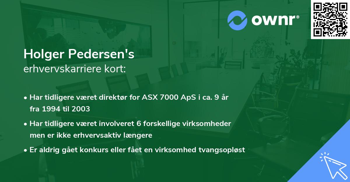 Holger Pedersen's erhvervskarriere kort