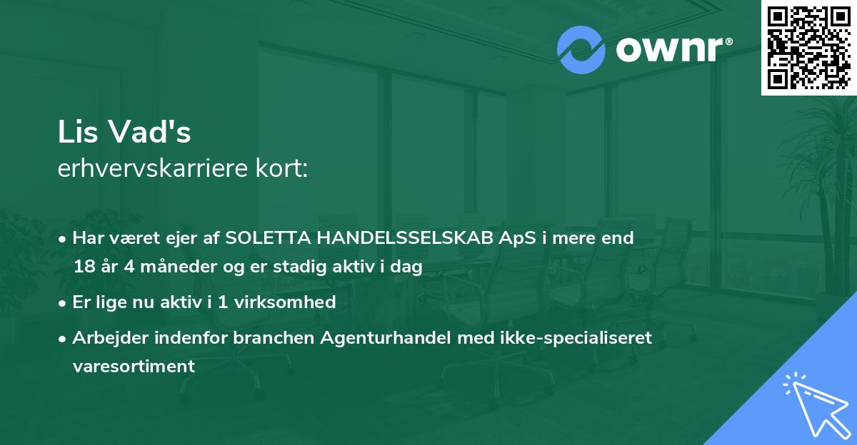 Lis Vad's erhvervskarriere kort