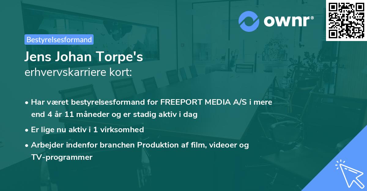 Jens Johan Torpe's erhvervskarriere kort