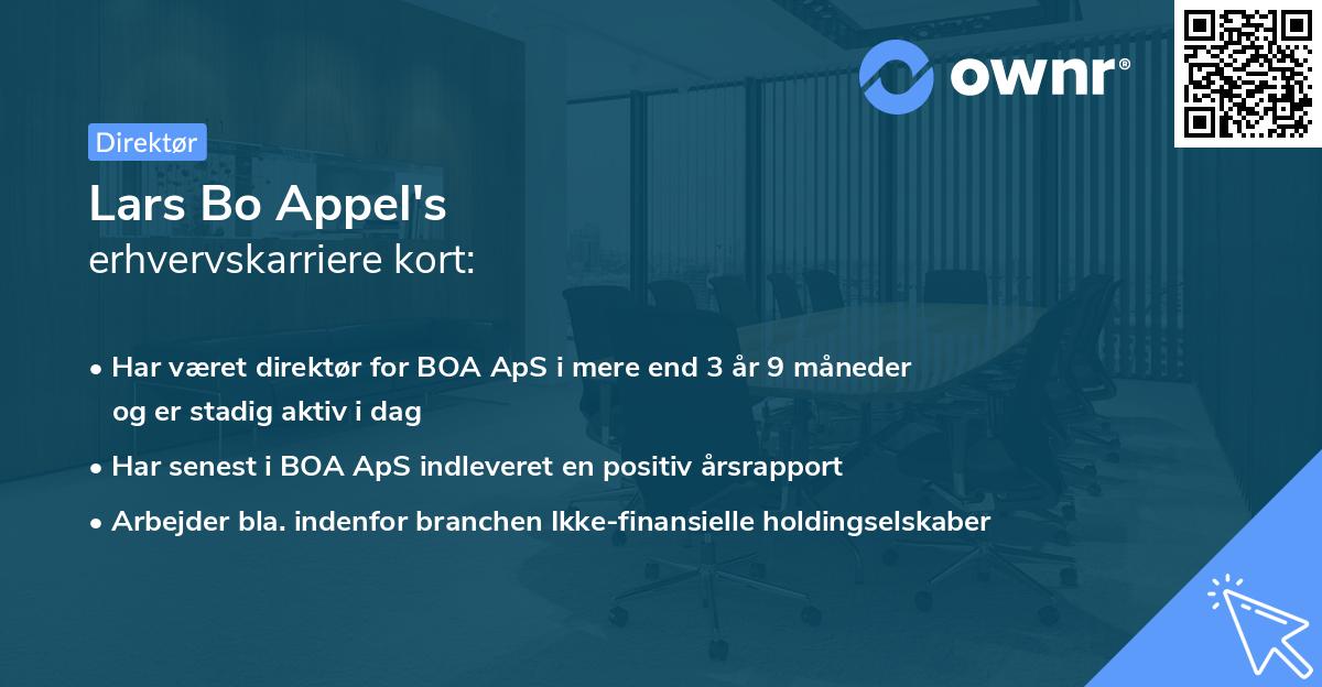 Lars Bo Appel's erhvervskarriere kort