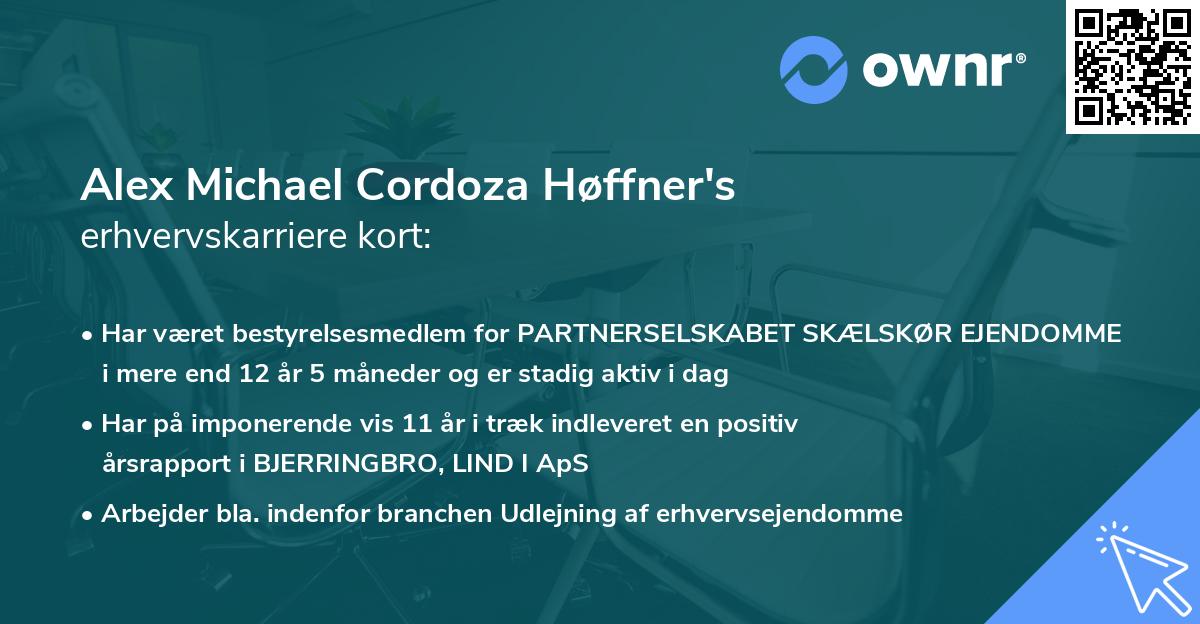 Alex Michael Cordoza Høffner's erhvervskarriere kort