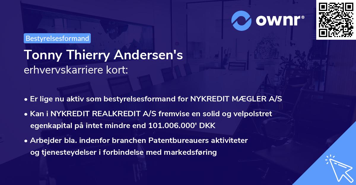 Tonny Thierry Andersen's erhvervskarriere kort