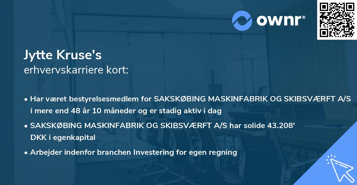 Jytte Kruse's erhvervskarriere kort