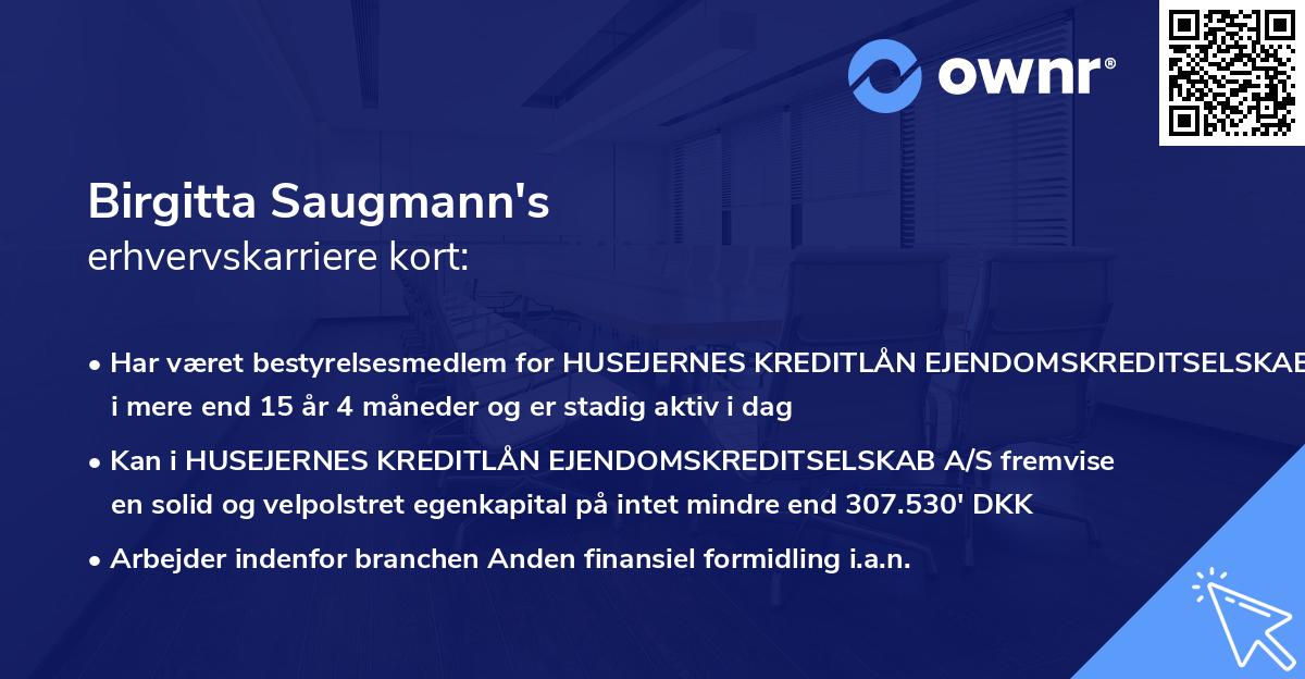 Birgitta Saugmann's erhvervskarriere kort