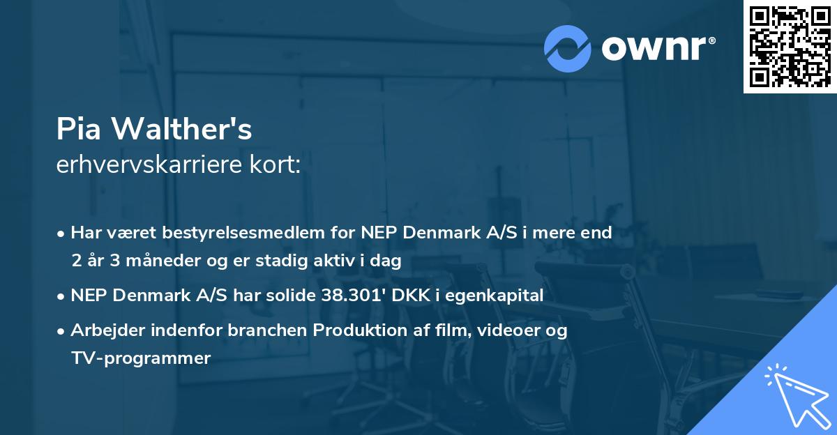Pia Walther's erhvervskarriere kort