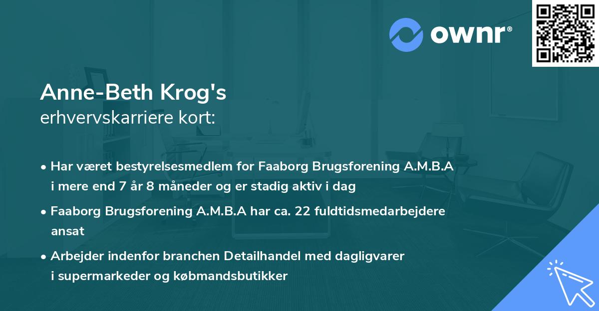 Anne-Beth Krog's erhvervskarriere kort