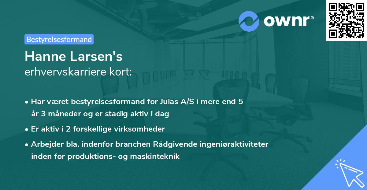 Hanne Larsen's erhvervskarriere kort