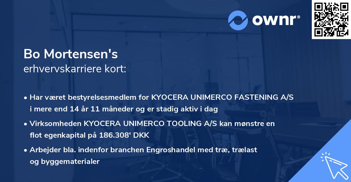 Bo Mortensen's erhvervskarriere kort