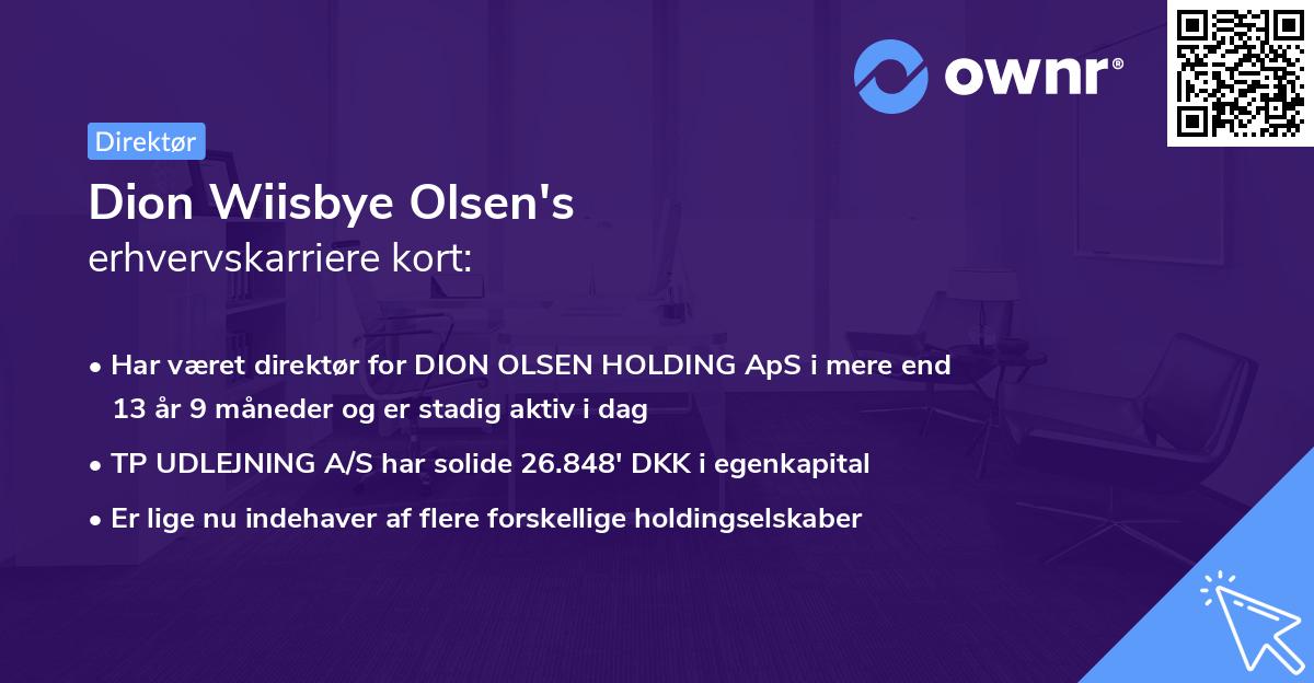 Dion Wiisbye Olsen's erhvervskarriere kort