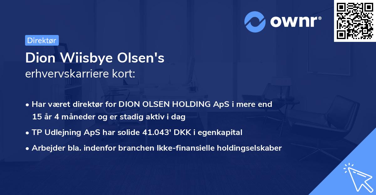 Dion Wiisbye Olsen's erhvervskarriere kort