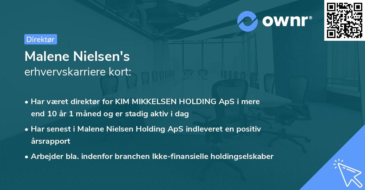 Malene Nielsen's erhvervskarriere kort