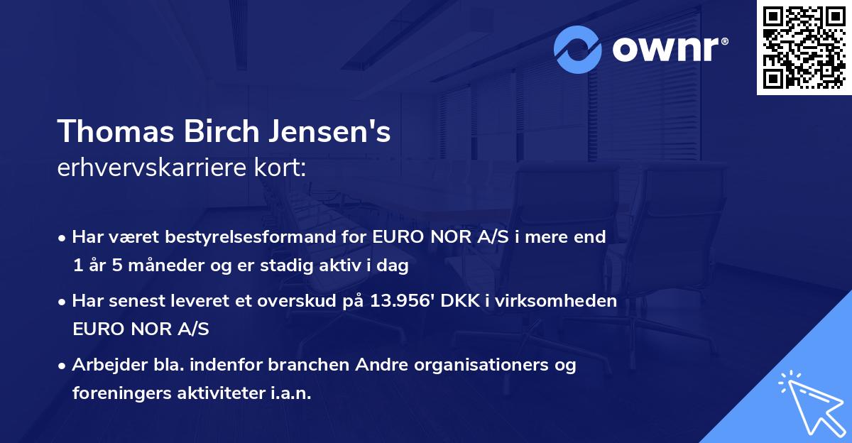 Thomas Birch Jensen's erhvervskarriere kort
