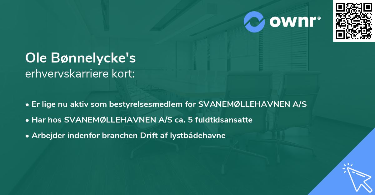 Ole Bønnelycke's erhvervskarriere kort