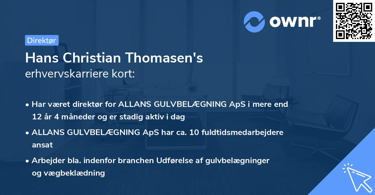 Hans Christian Thomasen's erhvervskarriere kort