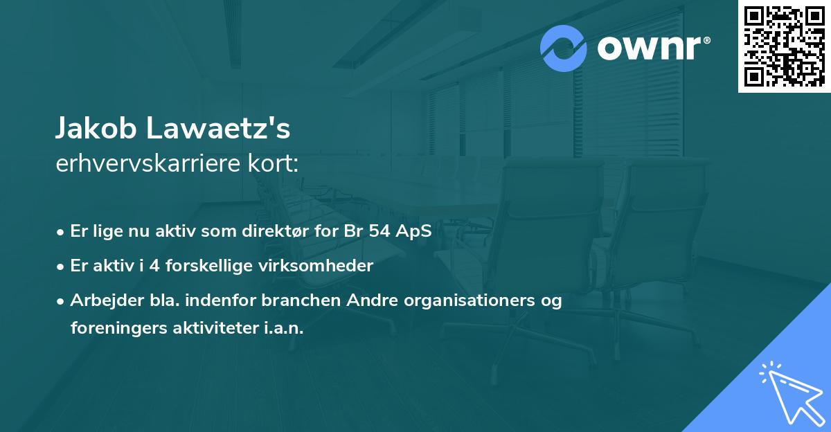 Jakob Lawaetz's erhvervskarriere kort